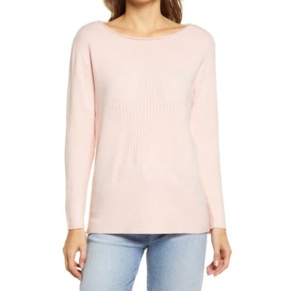WIT & WISDOM Women's Cable Knit Star Sweater Pink Large - Picture 1 of 11